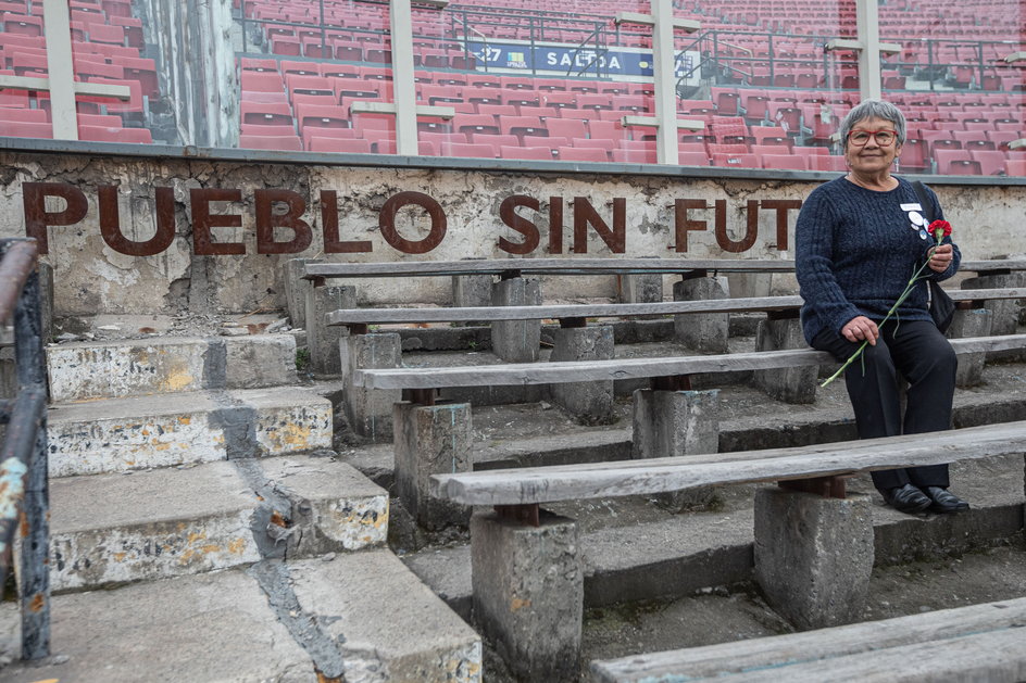 Wydzielona część trybun na stadionie