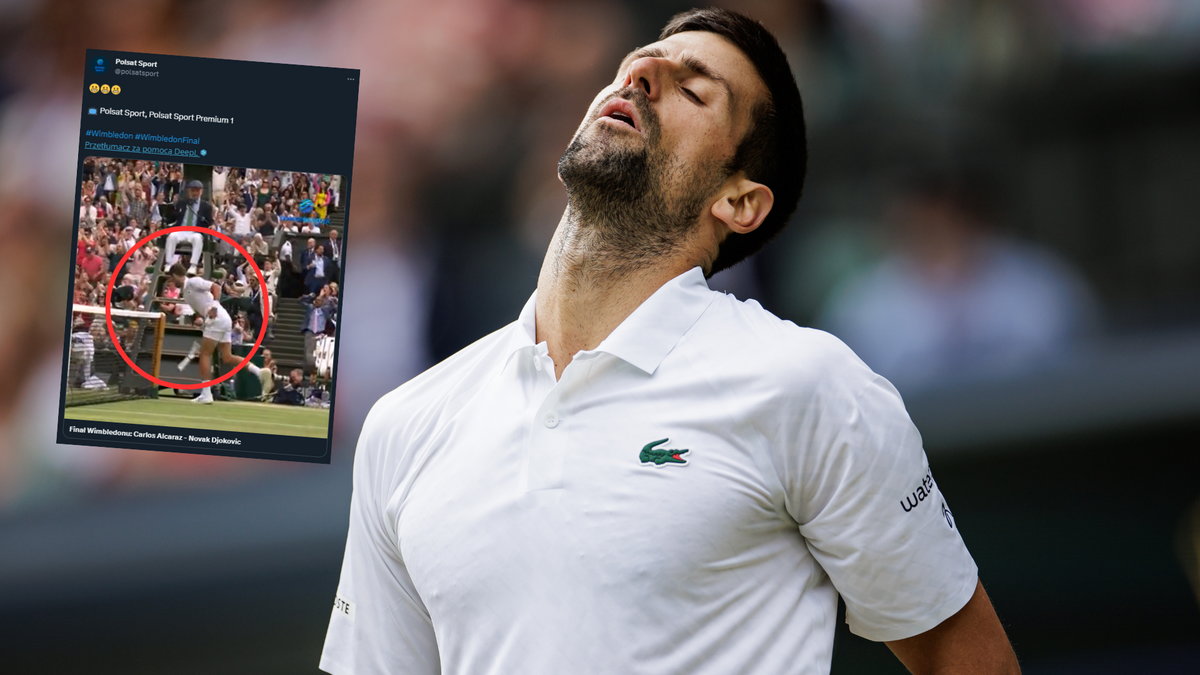 Novak Djoković został ukarany za zachowanie w finale Wimbledonu (twitter.com/polsatsport)