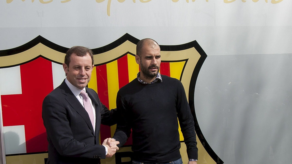 Josep Guardiola (z prawej) i Sandro Rosell