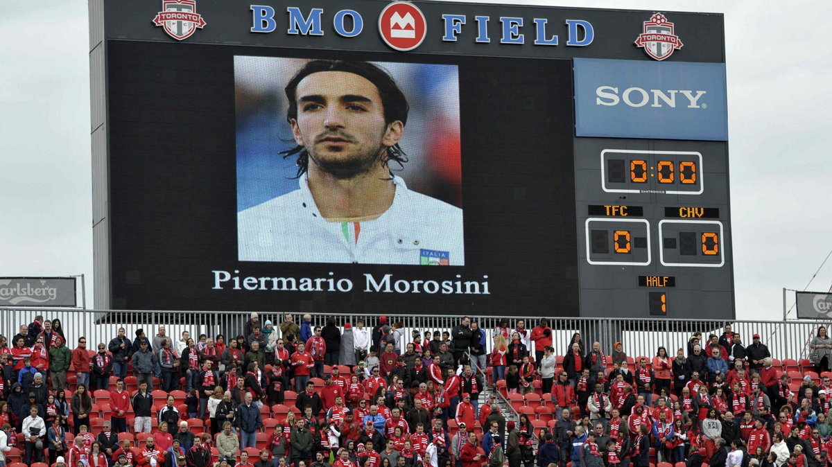Twarz Piermario Morosiniego na telebimie podczas meczu amerykańskiej MLS