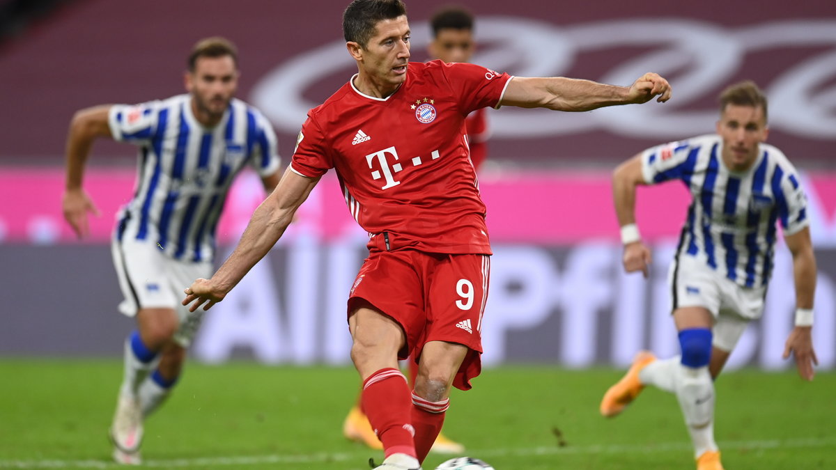 Robert Lewandowski w meczu z Herthą Berlin