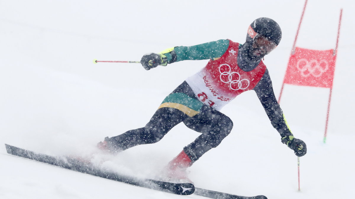Benjamin Alexander na trasie olimpijskiego slalomu giganta