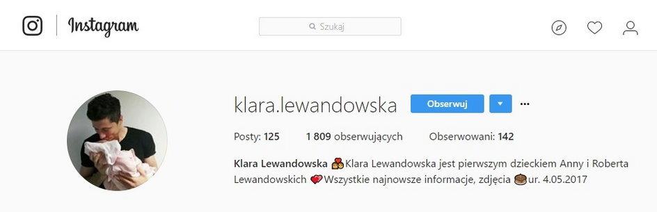 Córka Lewandowskich na Instagramie - ktoś założył konto dziecku