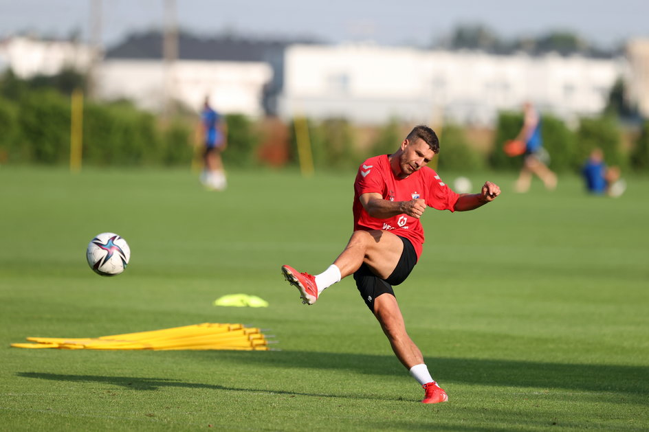 Lukas Podolski na treningu Górnika Zabrze