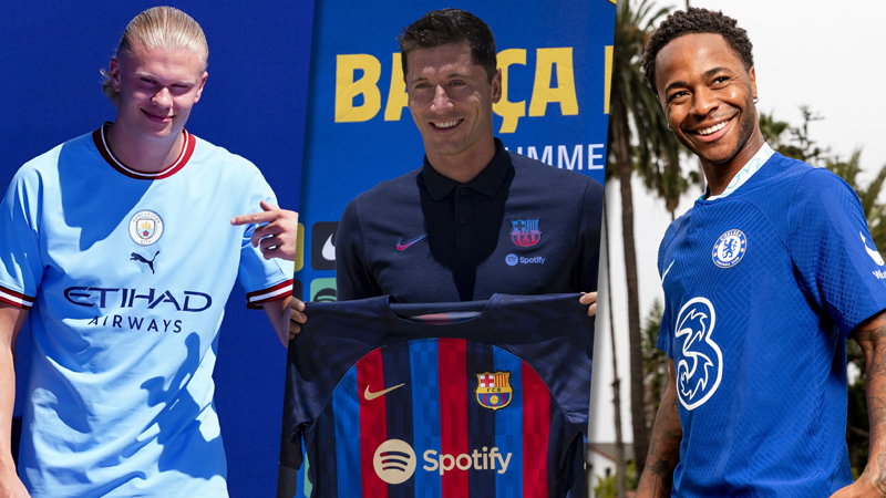 Erling Haaland, Robert Lewandowski i Raheem Sterling