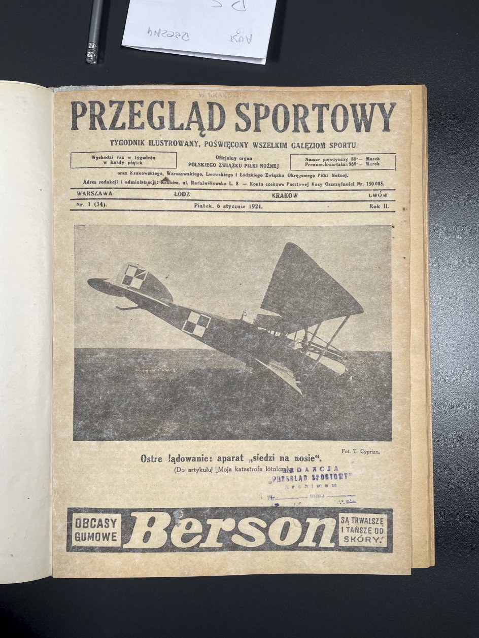 Okładka „Przeglądu Sportowego” - 6 stycznia 1921 roku.