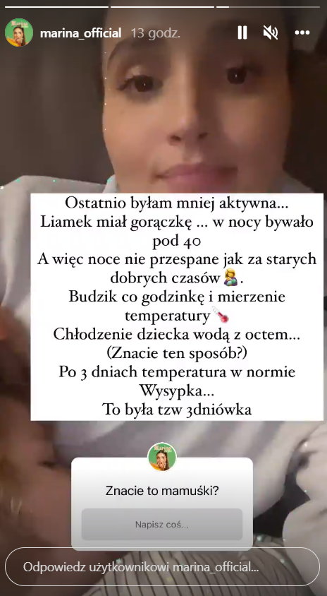 Marina Łuczenko-Szczęsna na Instastories