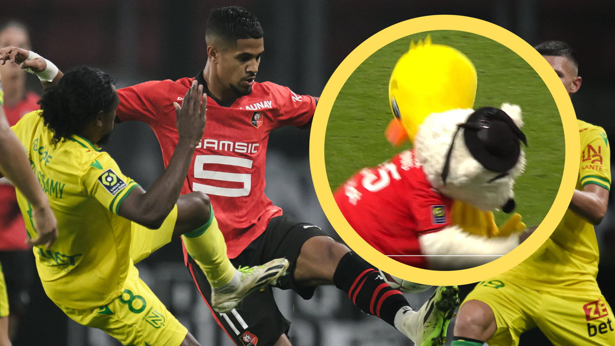 Mecz Rennes z FC Nantes (w ramce bójka maskotek)