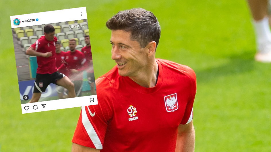 Robert Lewandowski zaskoczony na treningu