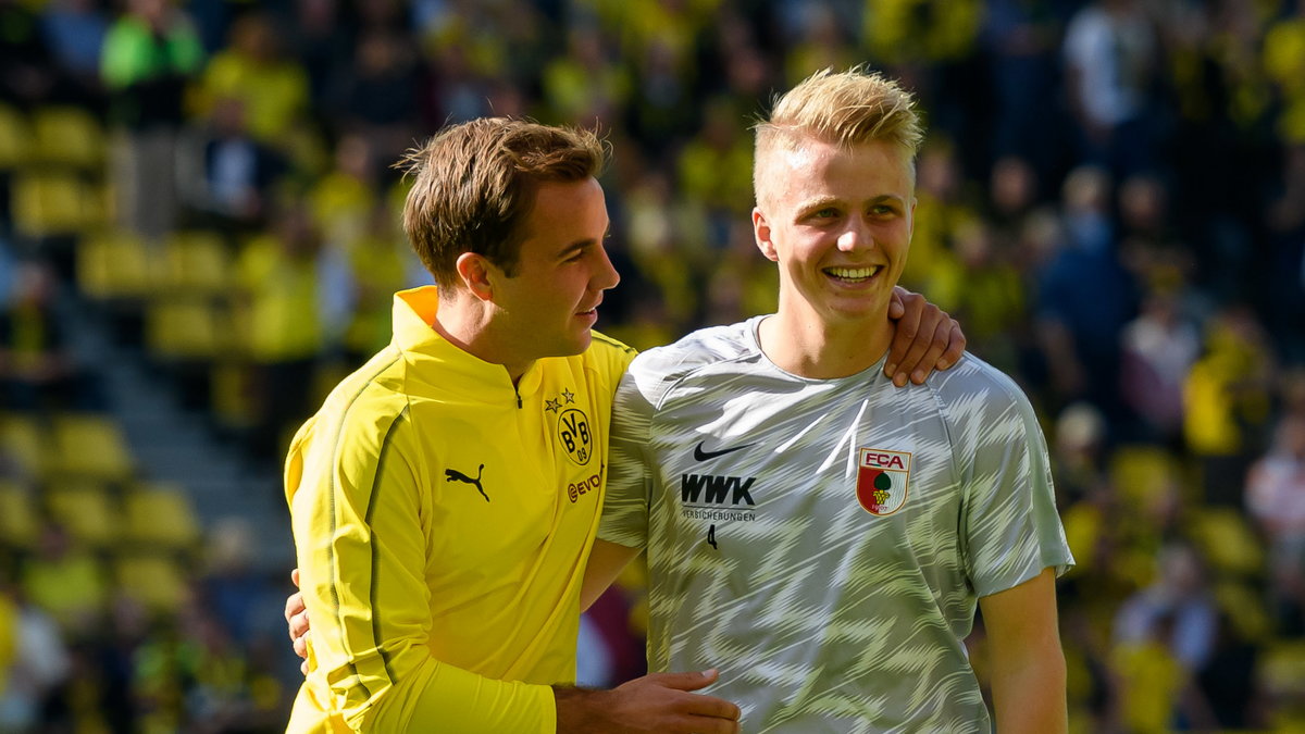 Mario i Felix Goetze podczas meczu Bundesligi w 2018 r.