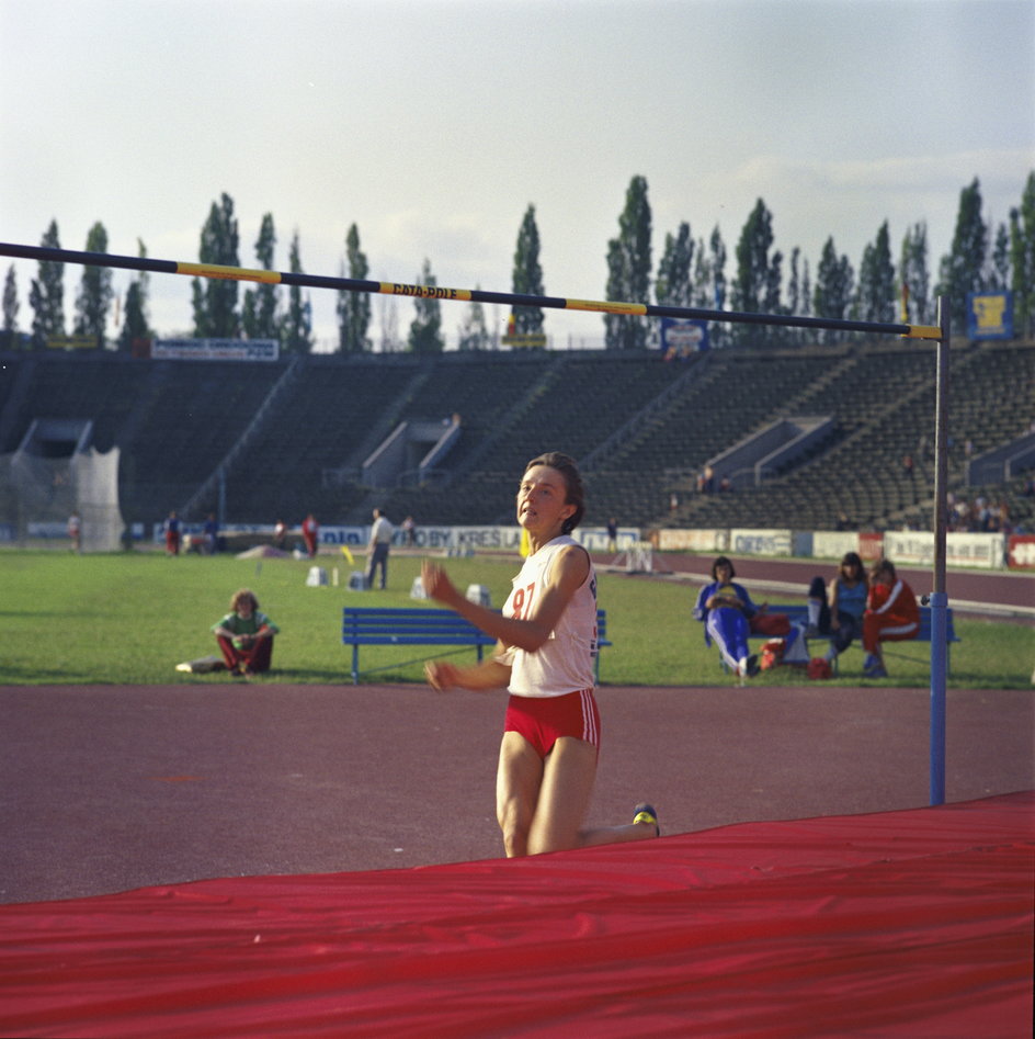 Urszula Kielan podczas Memoriału im. Janusza Kusocińskiego, który odbywał się w dniach 13 i 14 czerwca 1980 r. na stadionie Skry.