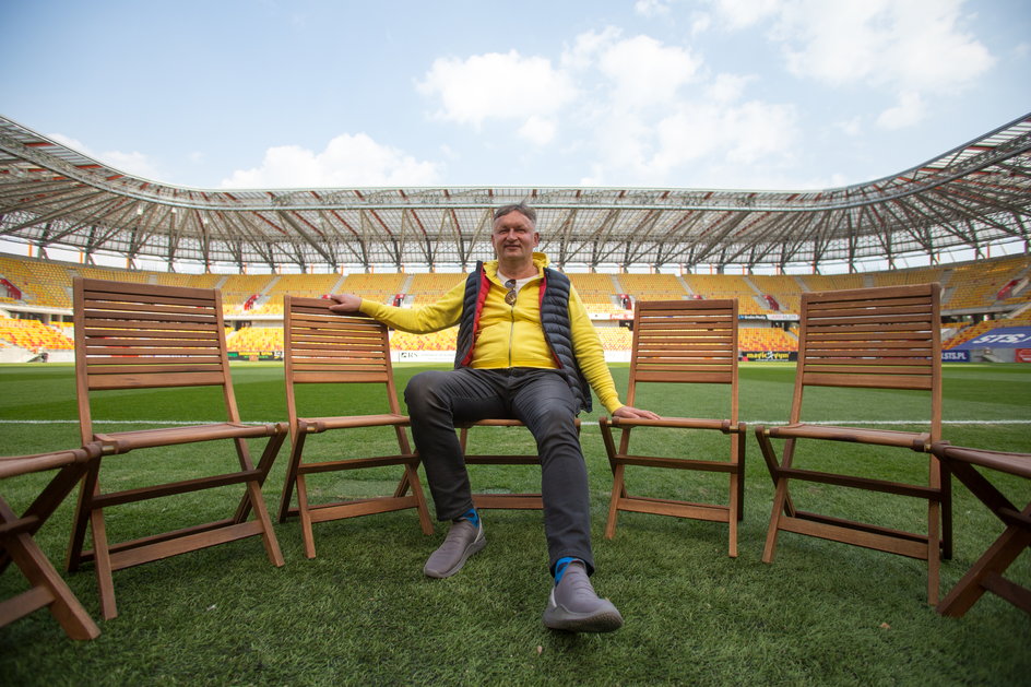 Mariusz Lisowski na stadionie Jagiellonii Białystok 