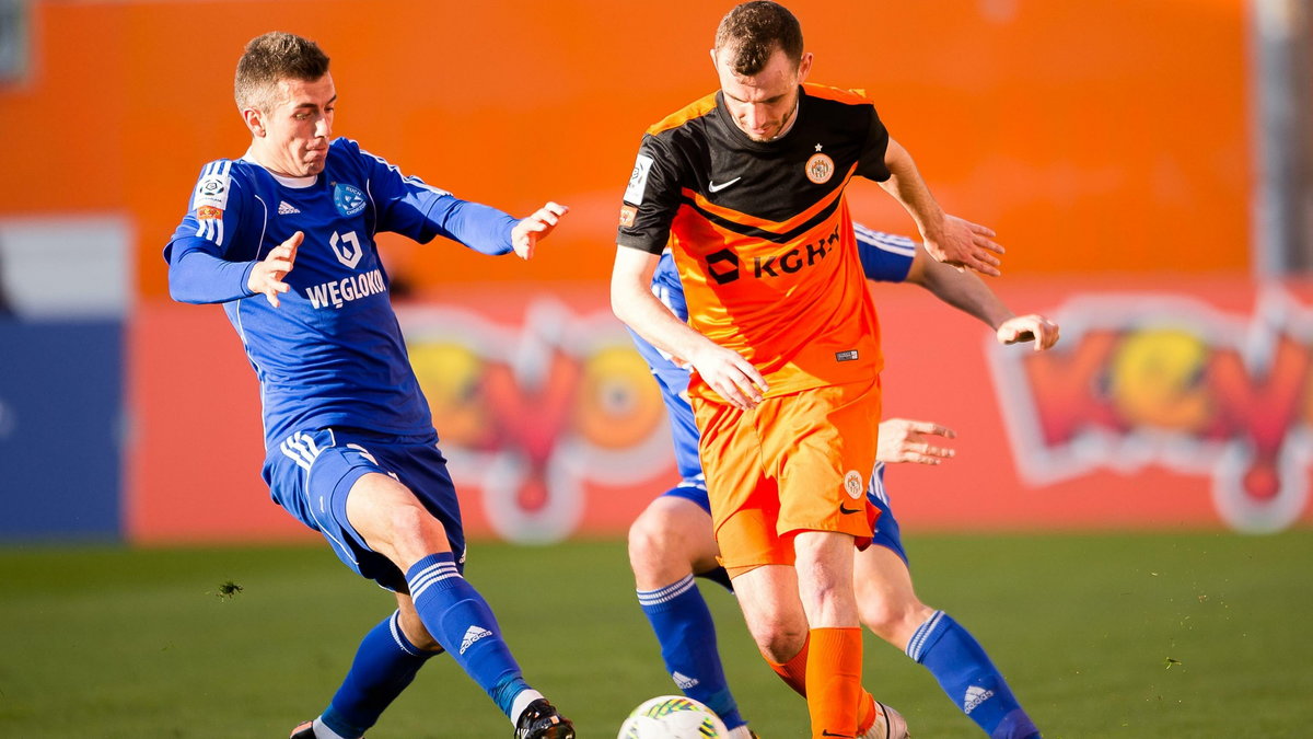 Pilka nozna. Ekstraklasa. Zaglebie Lubin - Ruch Chorzow. 22.04.2016 