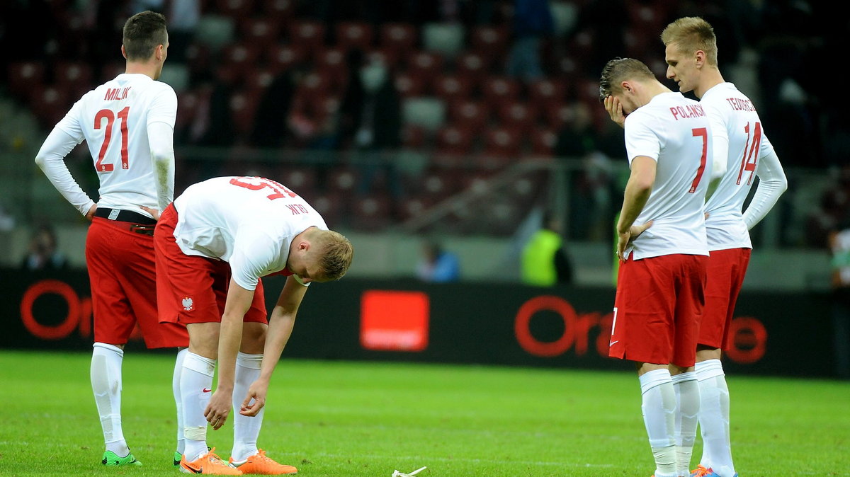 Reprezentanci Polski poczas meczu ze Szkocją