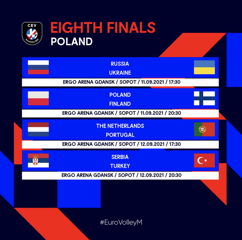 Terminarz 1/8 finału mistrzostw Europy siatkarzy – Gdańsk, Ergo Arena
