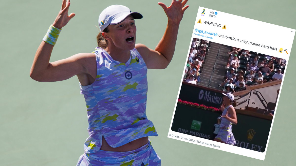 Iga Świątek znów wyrzuciła rakietę w górę (twitter.com/WTA)