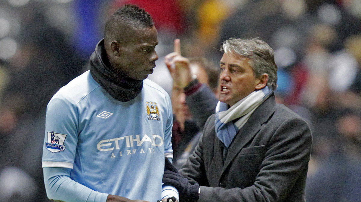 Mario Balotelli i Roberto Mancini (z prawej)