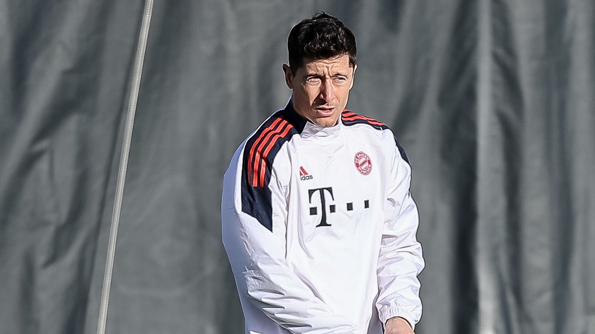 Robert Lewandowski w czasie treningu Bayernu Monachium