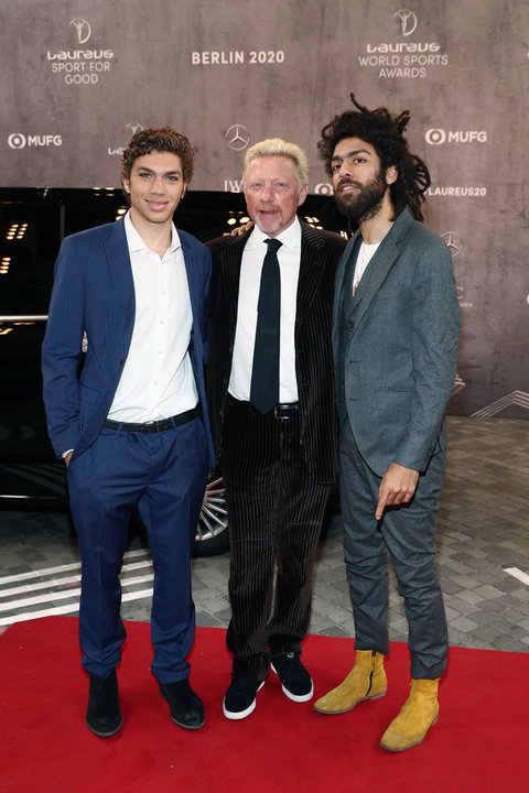 Boris Becker z synami Eliasem i Noahem w 2020 roku