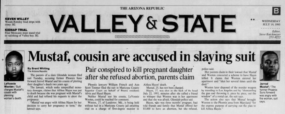 Artykuł z The Arizona Republic o sprawie zabójstwa o Hayes