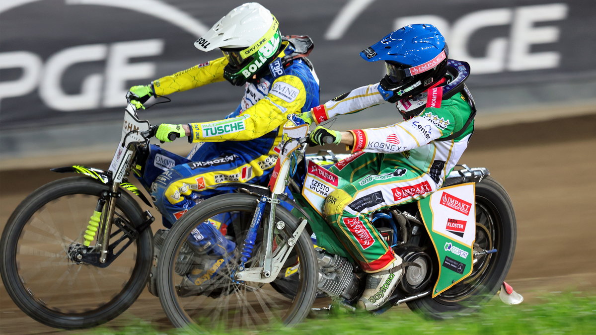 Martin Vaculik i Leon Madsen podczas meczu Włókniarz - Stal G.