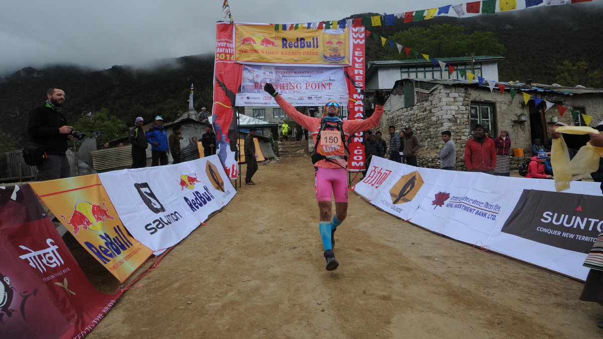 Robert Celiński na mecie 14. Tenzing Hillary Everest Marathon