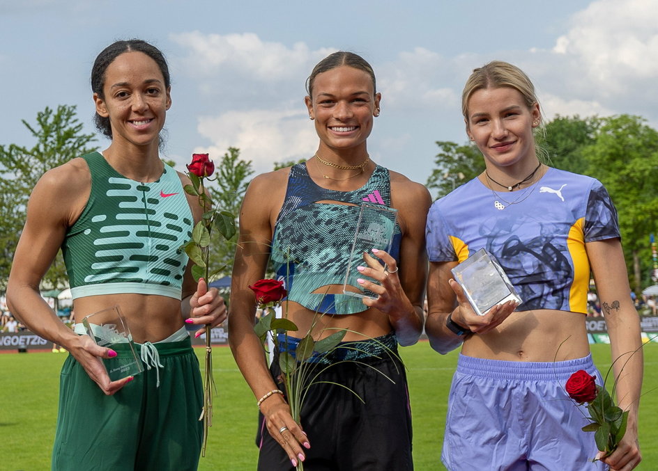 Katarina Johnson-Thompson, Anna Hall, Adrianna Sułek (Goetzis, maj 2023)