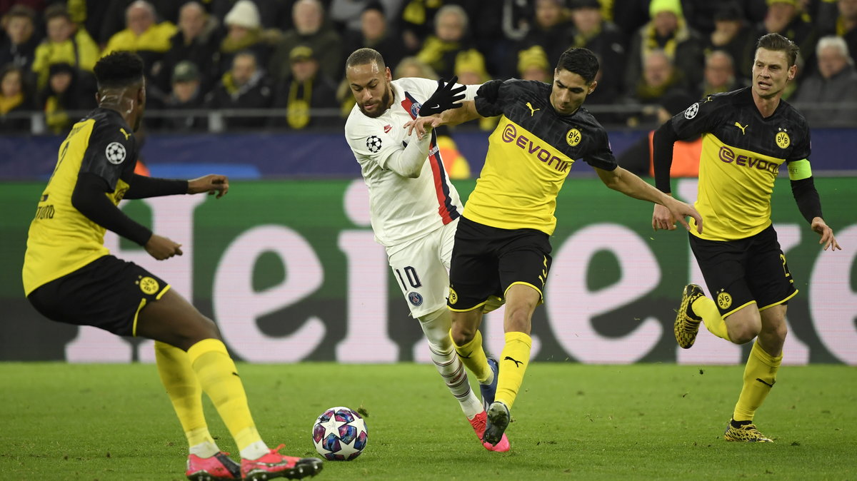 Achraf Hakimi, Łukasz Piszczek w meczu z PSG