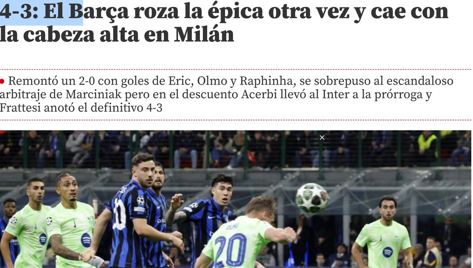 Barça is close to an epic success again, but in Milan they lose with their heads held high – it's a title with