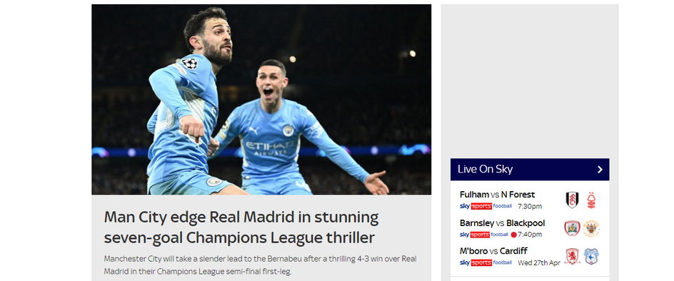 Dziennikarze Sky Sports sa pod wrażeniem meczu Manchesteru City z Realem