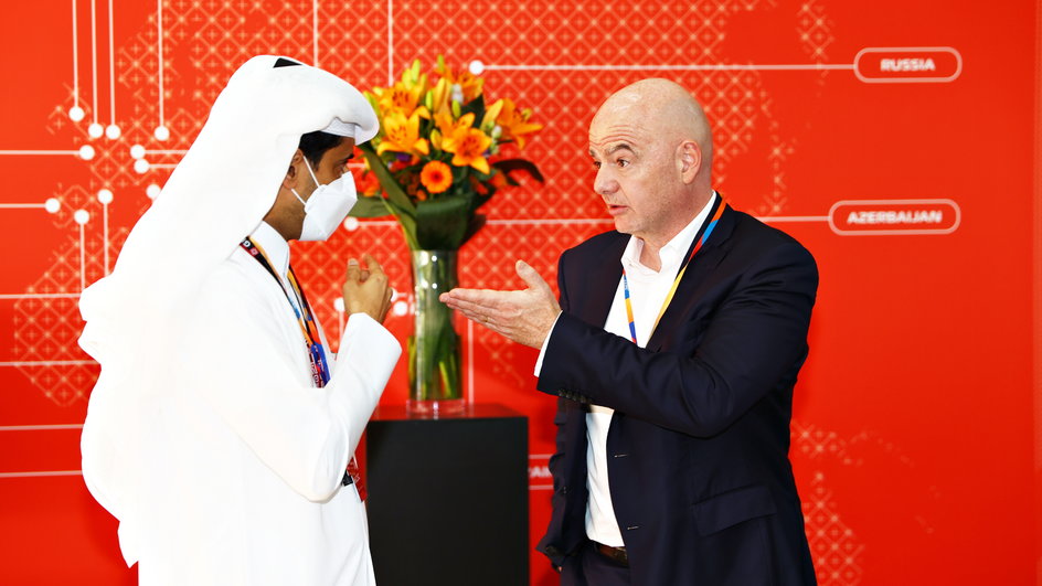 Nasser Al-Khelaifi i prezydent FIFA Gianni Infantino podczas GP Kataru