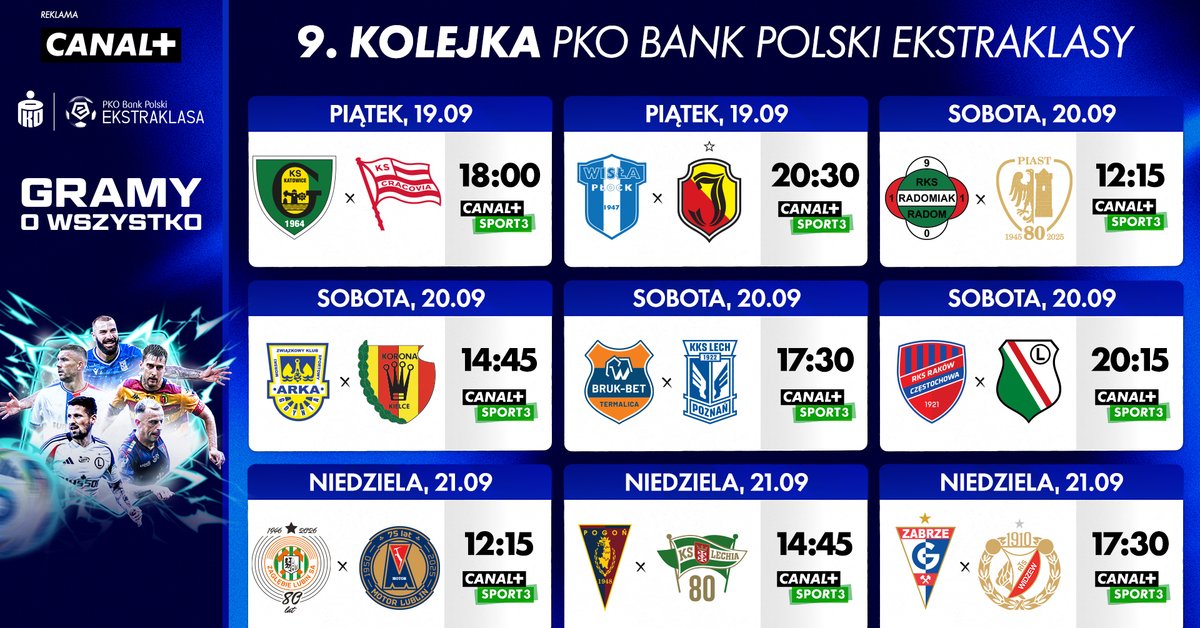 Dwa hity w 9. kolejce PKO Bank Polski Ekstraklasie. I jeszcze więcej emocji