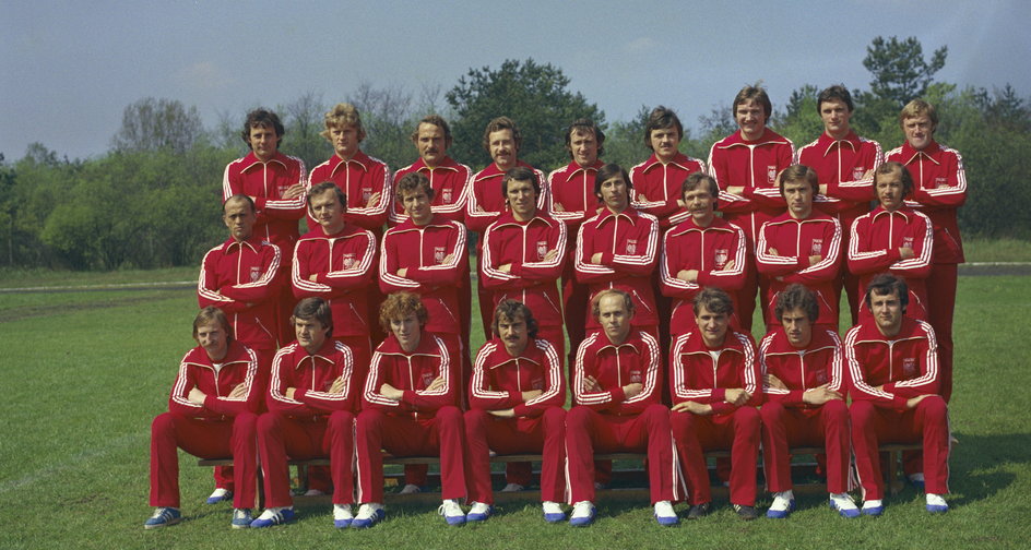 Reprezentacja Polski z Włodzimierzem Mazurem w składzie przed mistrzostwami świata w Argentynie w 1978 roku