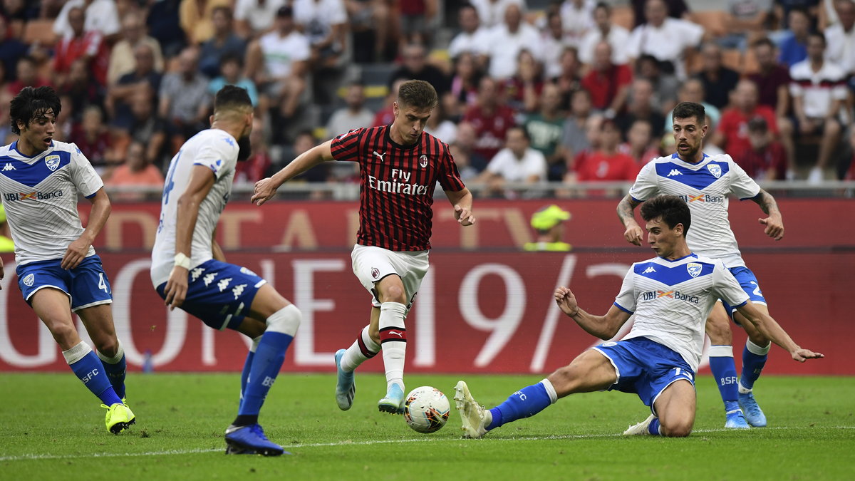 Krzysztof Piątek (AC Milan), Jhon Chancellor i Andrea Cistana (Brescia)