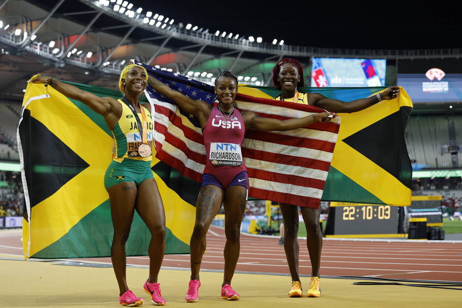 Od lewej: Shelly-Ann Fraser-Pryce, Sha'Carri Richardson i Shericka Jackson