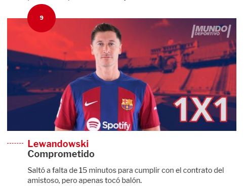 Ocena występu Lewandowskiego przez "Mundo Deportivo"