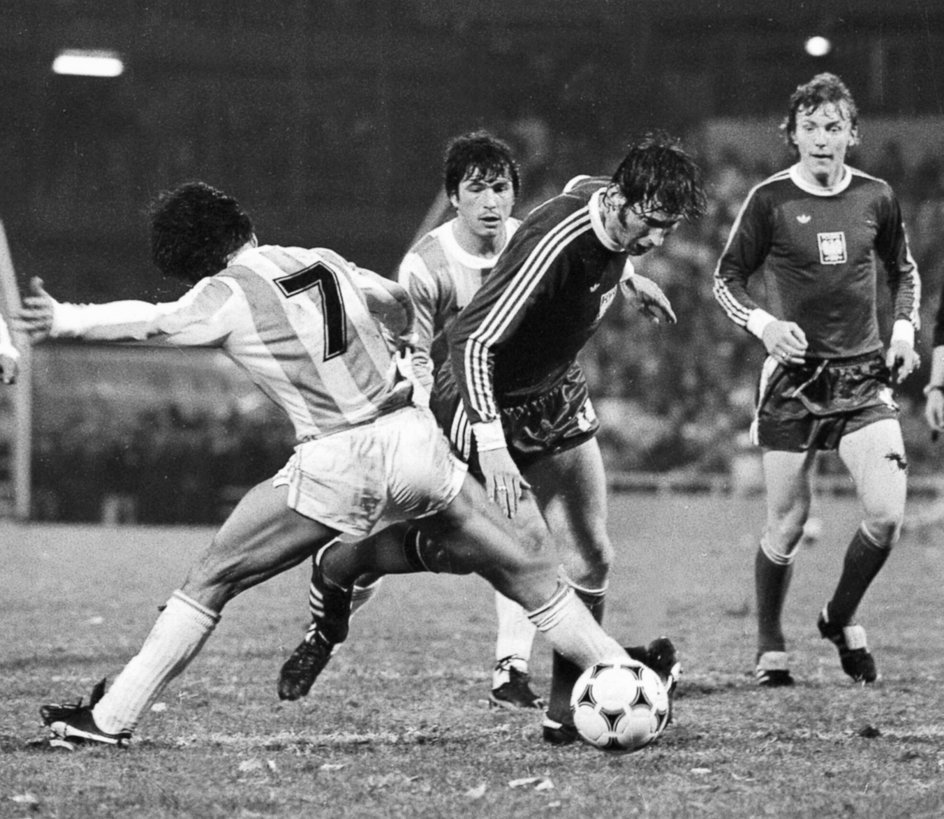 Kazimierz Deyna i Zbigniew Boniek w meczu reprezentacji Polski z Argentyną. 1978 r.