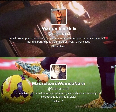 Profile Wandy Nary i Mauro Icardiego na Twitterze /fot. screen Twitter