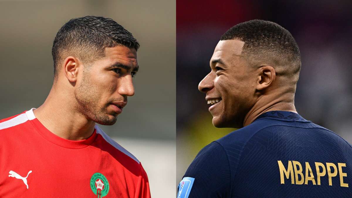 Achraf Hakimi (po lewej) i Kylian Mbappe (po prawej)