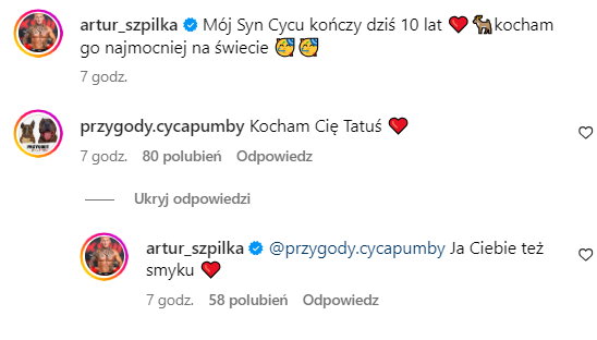 Screen z profilu Artura Szpilki na Instagramie