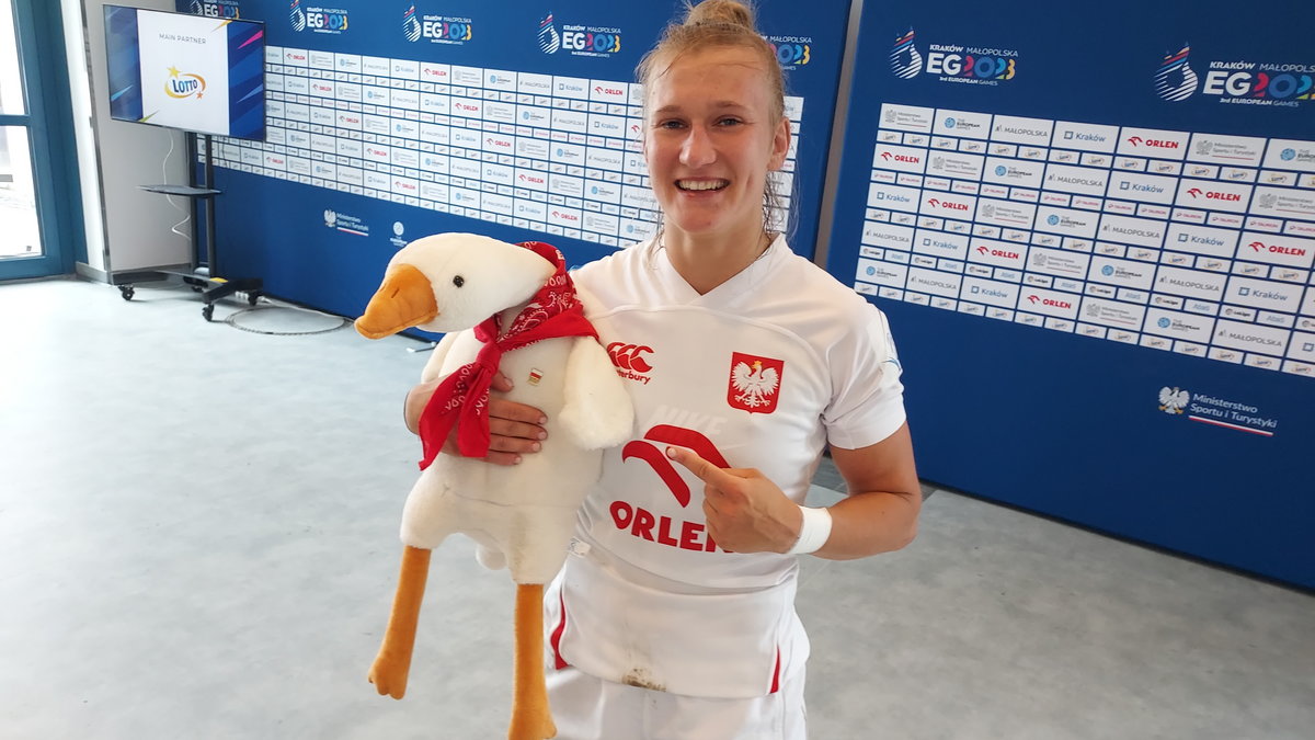 Sylwia Witkowska i szczęśliwa gęś polskich rugbystek