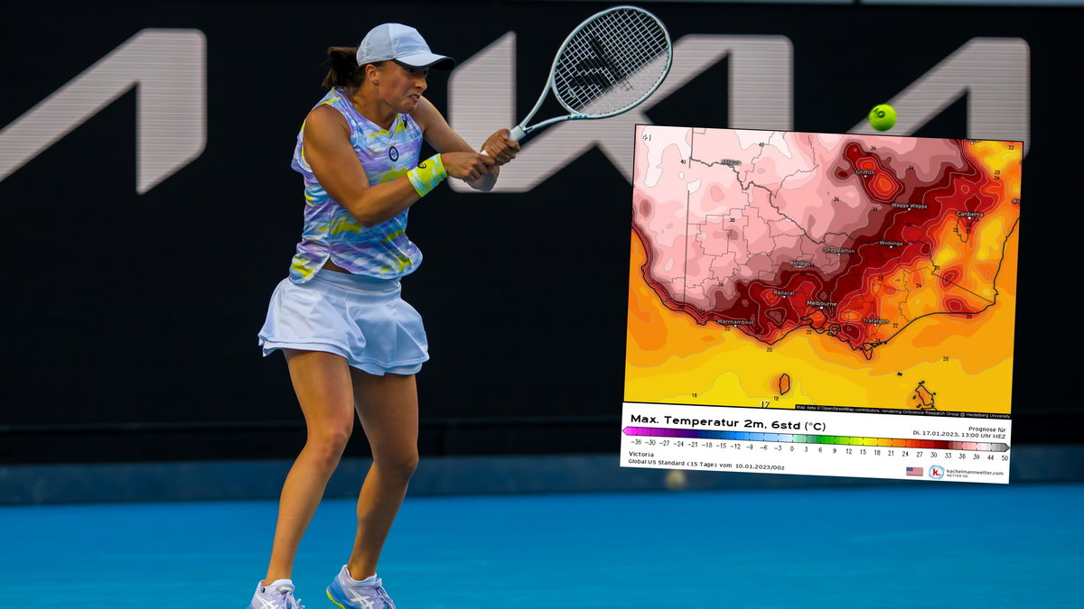 Wielkie upały w czasie Australian Open zdarzają się regularnie (mapa: kachelmannwetter.de)