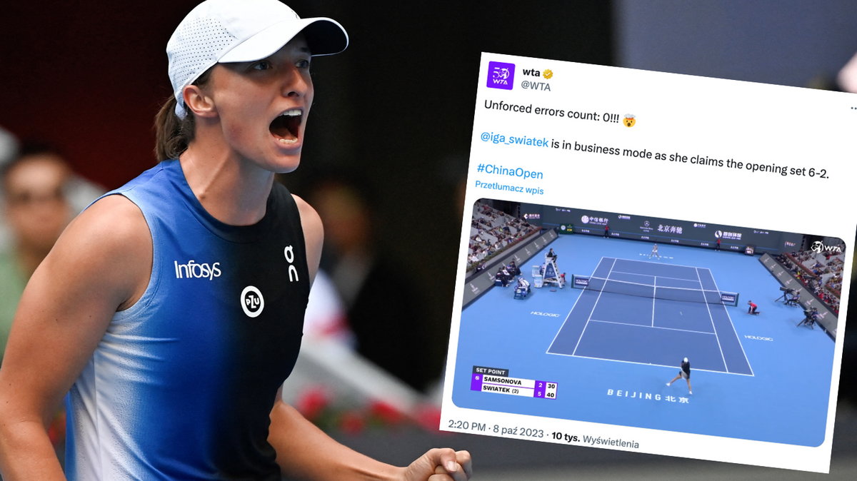 Iga Świątek podczas turnieju WTA 1000 w Pekinie (x.com/WTA)