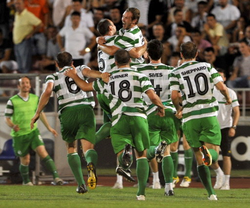 Piłkarze Shamrock Rovers podczas meczu z Partizanem Belgrad