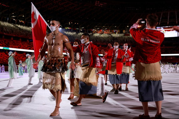 Pita Taufatofua na ceremonii otwarcia igrzysk olimpijskich w Tokio