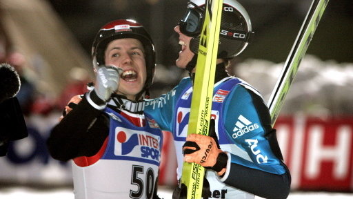 Simon Ammann (L) i Andreas Kuettel (P)