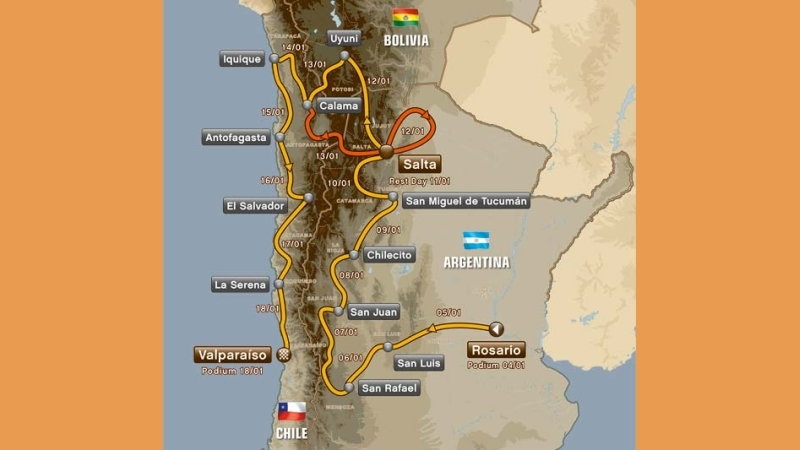 Mapa Rajdu Dakar 2014