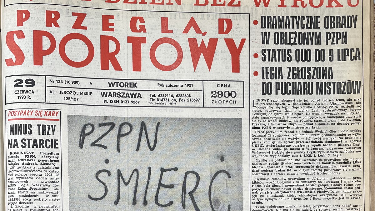 Okładka "Przeglądu Sportowego" z czerwca 1993 r.