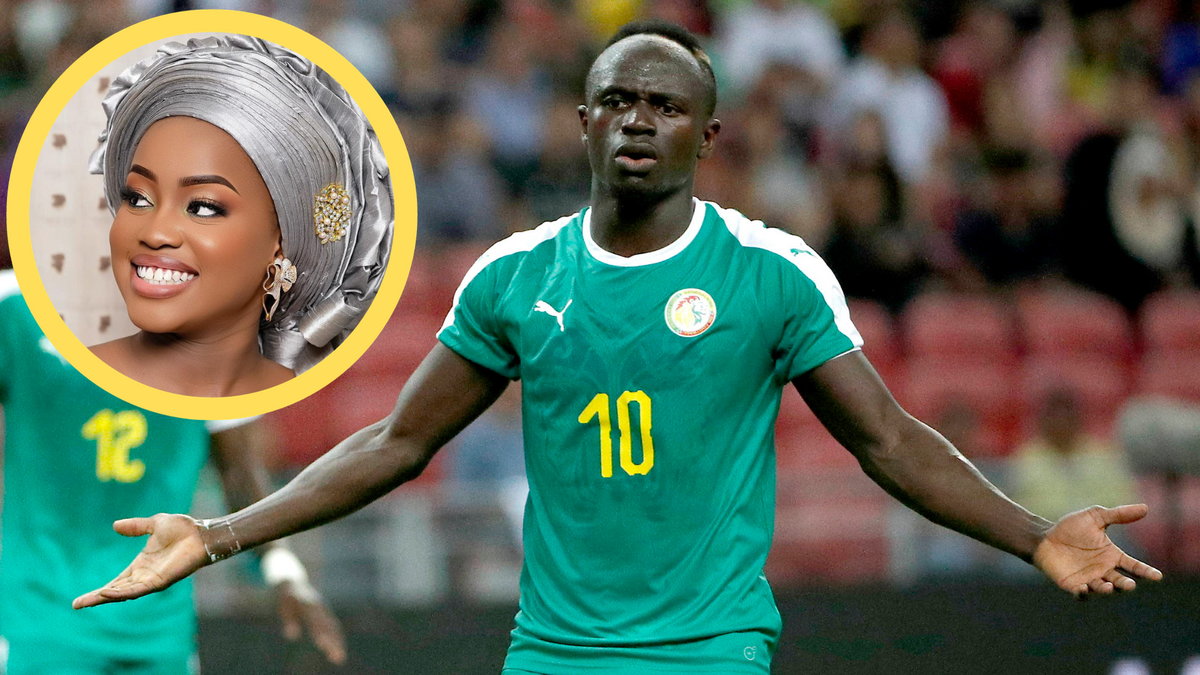 Sadio Mane (w ramce żona piłkarza Aisha Tamba)