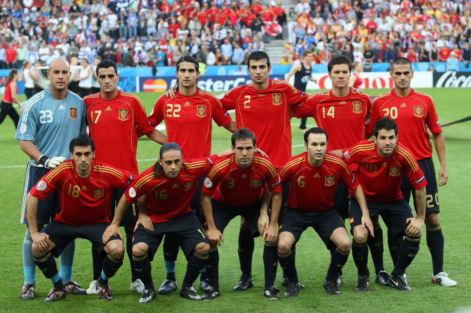 La selección española antes del partido contra Grecia durante la EURO 2008